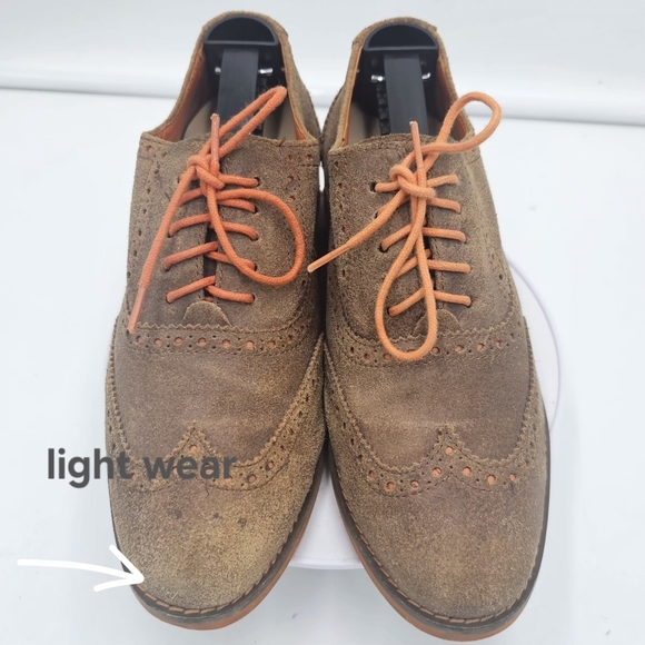 Cole Haan Alisa LunarGrand Wingtip Oxford Brown Suede Orange Sole  Size 6.5 B - Picture 4 of 8